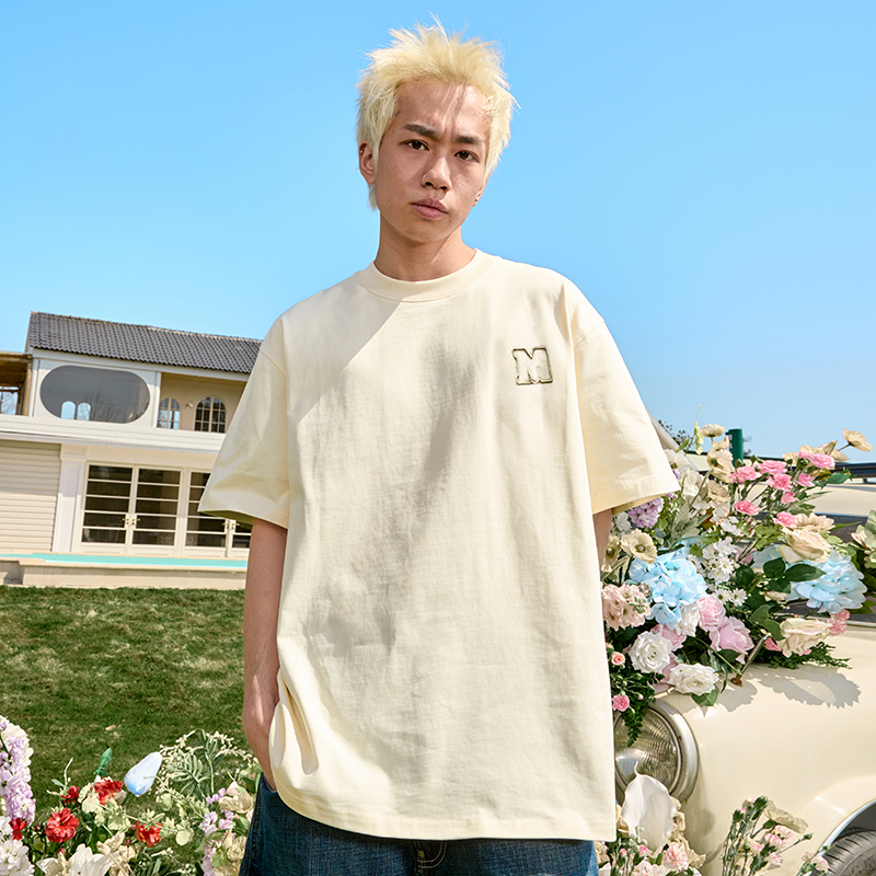 Embroidered Letter Minimalist Short Sleeve T-Shirt - American Vintage Heavyweight Unisex Trendy 2025 Summer Fashion Essential Embroidered Letter Minimalist Short Sleeve T-Shirt - American Vintage Heavyweight Unisex Trendy 2025 Summer Fashion Essential