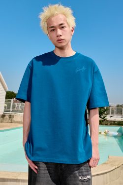 Embroidered Letter Short Sleeve T-Shirt - Vintage American Style Unisex Heavyweight Tee for Summer 2025 - Trendy 90s Look