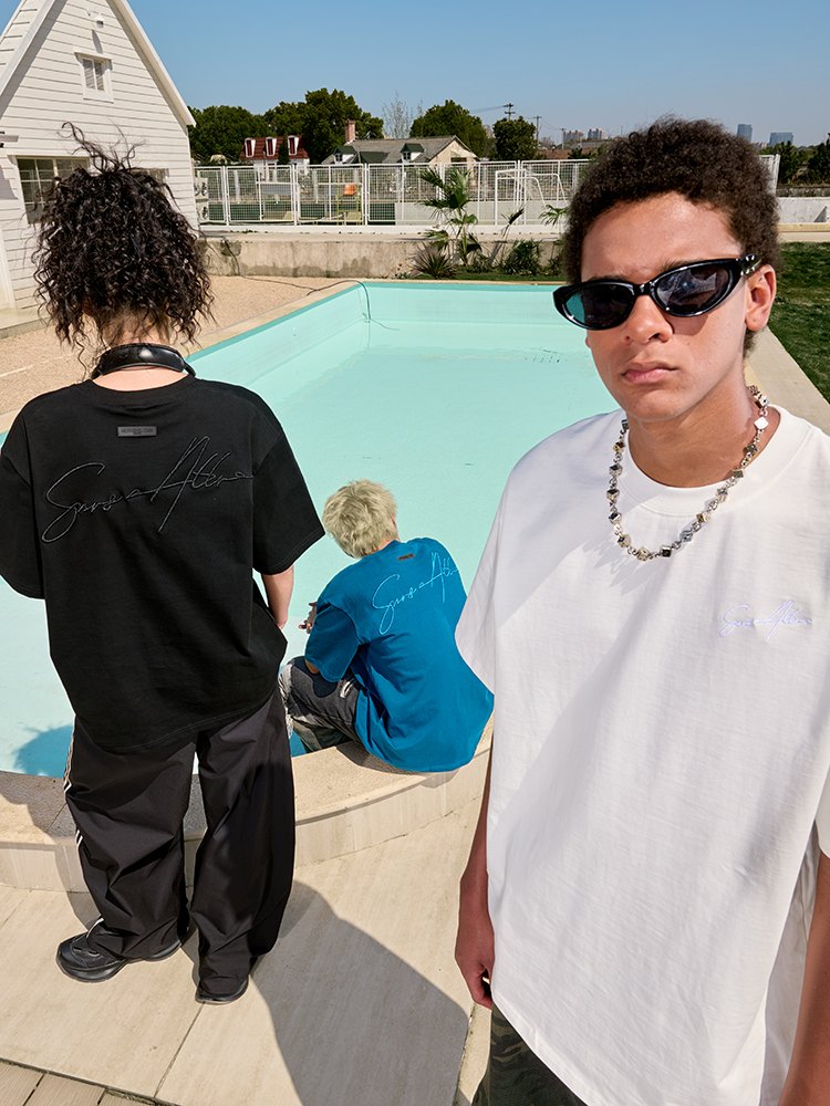 Embroidered Letter Short Sleeve T-Shirt - Vintage American Style Unisex Heavyweight Tee for Summer 2025 - Trendy 90s Look Embroidered Letter Short Sleeve T-Shirt - Vintage American Style Unisex Heavyweight Tee for Summer 2025 - Trendy 90s Look