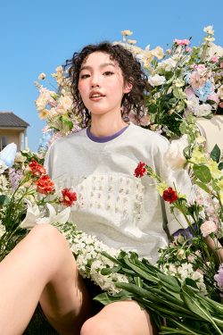 Embroidered Pearl Heavyweight Short Sleeve T-Shirt - Vintage American Style, Loose Fit, Unisex, Trendy Summer 2025 Fashion