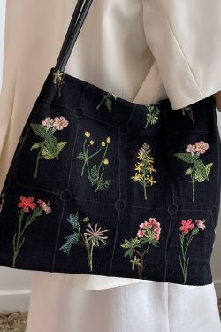 Embroidered Printed Tote Bag for Women - Large Capacity Canvas Shoulder Crossbody Bucket Bag - 2025 Spring/Summer Fashion