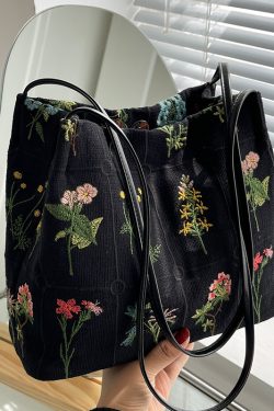 Embroidered Printed Tote Bag for Women - Large Capacity Canvas Shoulder Crossbody Bucket Bag - 2025 Spring/Summer Fashion