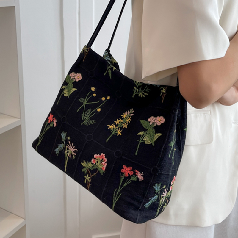 Embroidered Printed Tote Bag for Women - Large Capacity Canvas Shoulder Crossbody Bucket Bag - 2025 Spring/Summer Fashion Embroidered Printed Tote Bag for Women - Large Capacity Canvas Shoulder Crossbody Bucket Bag - 2025 Spring/Summer Fashion