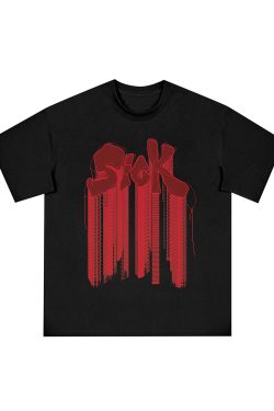 Embroidered Short-Sleeve T-Shirt - Y2K Inspired, Harsh and Cruel Co-Brand, Trendy Graphic Tee for Stylish Outfits