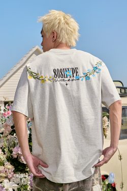 Embroidered Streetwear Short Sleeve T-Shirt, American Vintage Heavyweight Cotton, Loose Fit, 2025 Summer Unisex Fashion