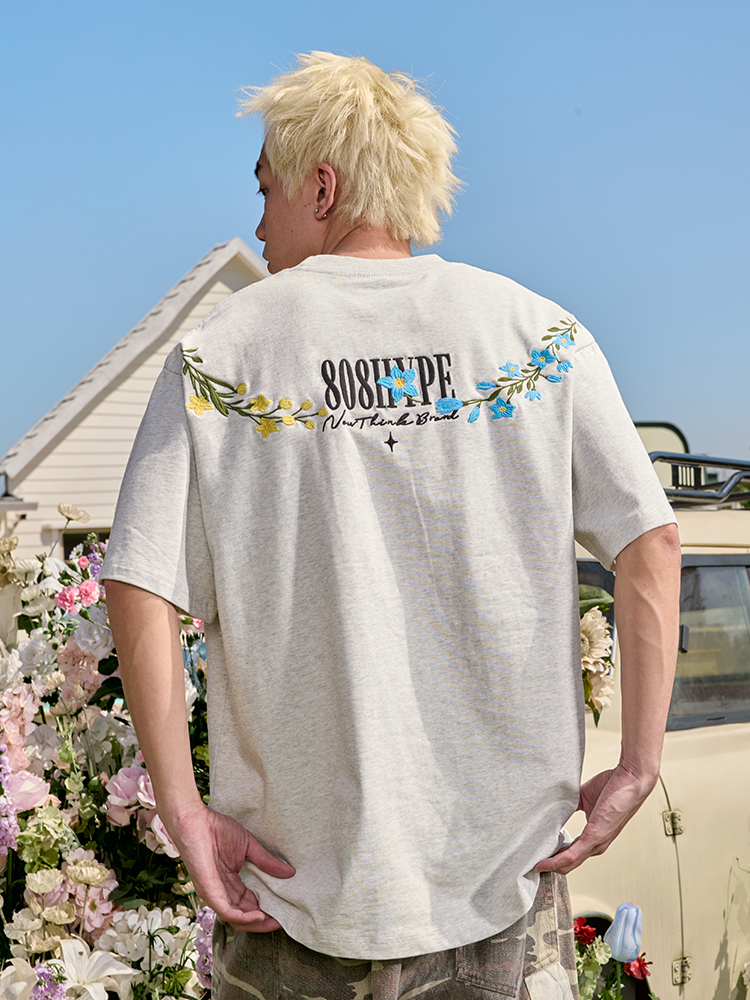 Embroidered Streetwear Short Sleeve T-Shirt, American Vintage Heavyweight Cotton, Loose Fit, 2025 Summer Unisex Fashion Embroidered Streetwear Short Sleeve T-Shirt, American Vintage Heavyweight Cotton, Loose Fit, 2025 Summer Unisex Fashion