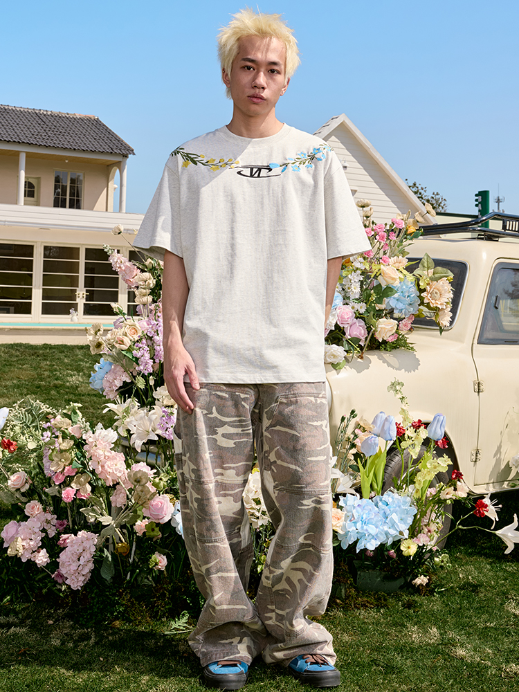 Embroidered Streetwear Short Sleeve T-Shirt, American Vintage Heavyweight Cotton, Loose Fit, 2025 Summer Unisex Fashion Embroidered Streetwear Short Sleeve T-Shirt, American Vintage Heavyweight Cotton, Loose Fit, 2025 Summer Unisex Fashion