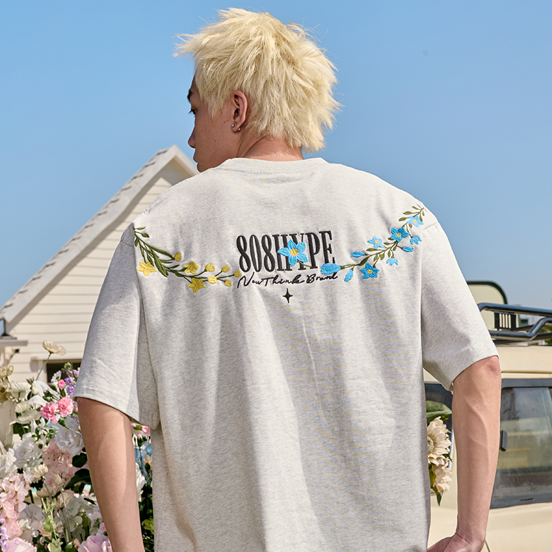 Embroidered Streetwear Short Sleeve T-Shirt, American Vintage Heavyweight Cotton, Loose Fit, 2025 Summer Unisex Fashion Embroidered Streetwear Short Sleeve T-Shirt, American Vintage Heavyweight Cotton, Loose Fit, 2025 Summer Unisex Fashion