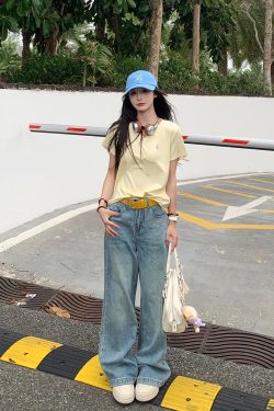 Embroidered V-Neck Short Sleeve T-Shirt for Women - Loose Slimming Casual Top - Versatile Spring Summer Style