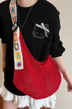 Ethnic Style Hollow Woven Tote Bag for Women - Large Capacity Shoulder Crossbody Bag for Commuting & Beach Vacation