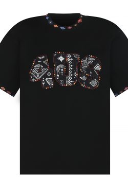 Ethnic Style Letter Pattern Embroidered Collar Short Sleeve Top - Spring/Summer National Trend Fashion