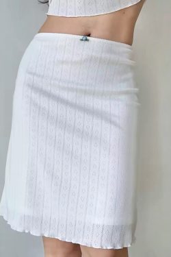 European and American Style Hollow Heart Square Neck Short Sleeve T-Shirt & Bodycon Skirt Two-Piece Set for Women - Y2K Fashion