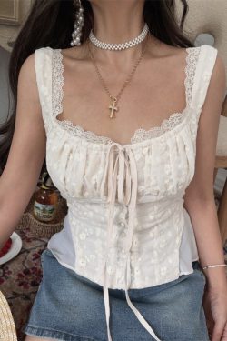 Exquisite Handmade Embroidered Hollow Cotton Vintage Tie-Waist Camisole for Women - French Romantic Vacation Style