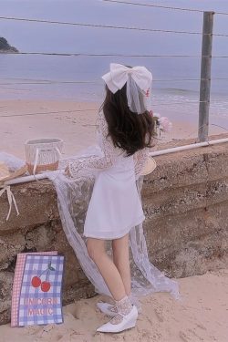 Exquisite Heavy-Duty Fairy French Lace Square Neck Tie Dress - 2024 Spring/Summer Vacation Style, Perfect for Y2K and Romantic Looks