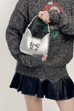 Exquisite Silver Bow Chain Handheld Crossbody Small Bag for Women - 2025 Niche Design Fashion Accessory
