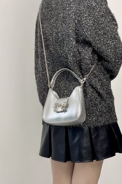 Exquisite Silver Bow Chain Handheld Crossbody Small Bag for Women - 2025 Niche Design Fashion Accessory