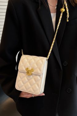 Exquisite Women's Crossbody Bag 2025 - High-End Diamond Pattern Chain Mobile Phone Bag for Summer Fashion