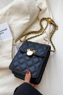 Exquisite Women's Crossbody Bag 2025 - High-End Diamond Pattern Chain Mobile Phone Bag for Summer Fashion