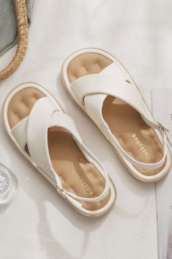 Fairy Flat Sheepskin Sandals - Versatile Non-Fatiguing Summer Footwear for Skirts - French Style Women's Outdoor Fashion 2024