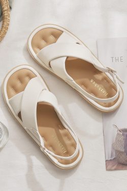 Fairy Flat Sheepskin Sandals - Versatile Non-Fatiguing Summer Footwear for Skirts - French Style Women's Outdoor Fashion 2024