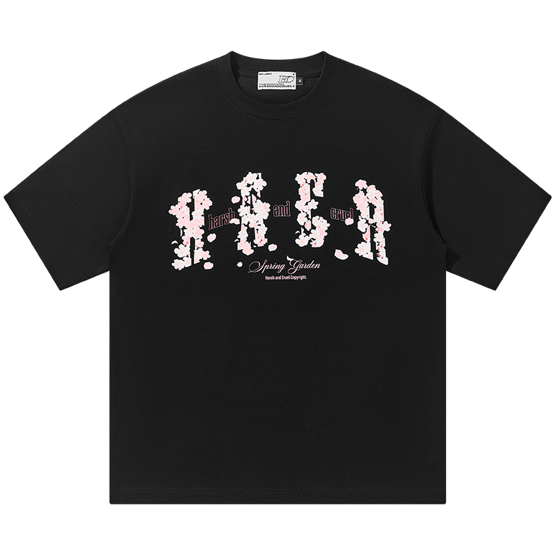 Falling Cherry Blossom Loose Round Neck Short Sleeve T-Shirt for Men and Women | National Trend, Korean Style, Unisex Fashion Falling Cherry Blossom Loose Round Neck Short Sleeve T-Shirt for Men and Women | National Trend, Korean Style, Unisex Fashion