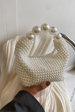 Fashionable Pearl Woven Handbag for Women, Niche Design Crossbody Bag, 2025 Spring/Summer Style