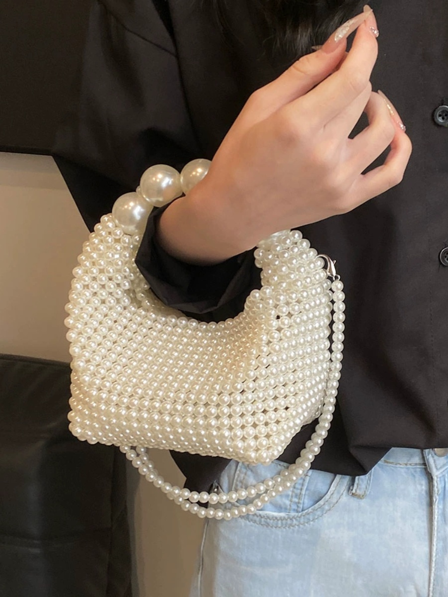 Fashionable Pearl Woven Handbag for Women, Niche Design Crossbody Bag, 2025 Spring/Summer Style Fashionable Pearl Woven Handbag for Women, Niche Design Crossbody Bag, 2025 Spring/Summer Style