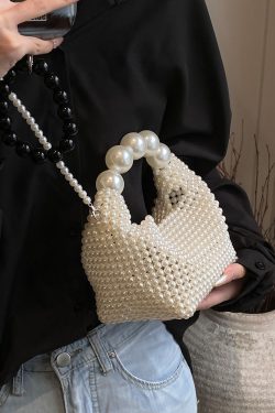 Fashionable Pearl Woven Handbag for Women, Niche Design Crossbody Bag, 2025 Spring/Summer Style