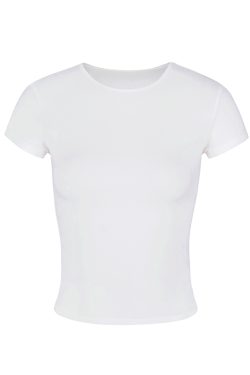 Fitted White Short Sleeve T-Shirt for Women, Slim Fit, Stretchy Cotton, Chest Cutout, American Spicy Girl Style, Casual Chic Top