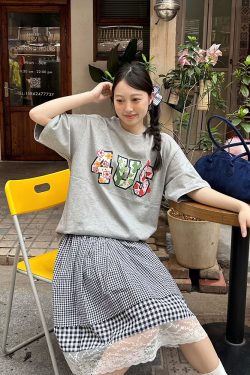 Floral Cactus Morning Glory Embroidered Short Sleeve Loose Unisex T-Shirt - Spring Summer 90s Vintage Style