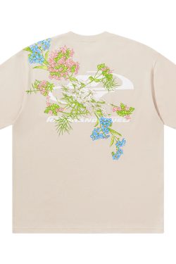Floral Chinese Embroidery Short Sleeve T-Shirt - Street Style Couple Tee, Y2K National Trend Fashion, Korean Inspired