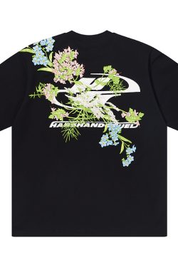 Floral Chinese Embroidery Short Sleeve T-Shirt - Street Style Couple Tee, Y2K National Trend Fashion, Korean Inspired