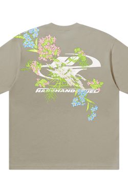 Floral Chinese Embroidery Short Sleeve T-Shirt - Street Style Couple Tee, Y2K National Trend Fashion, Korean Inspired