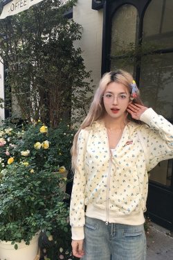 Floral Embroidered Hoodie Cardigan for Men and Women - Casual American Style Top for Spring & Autumn Fashion