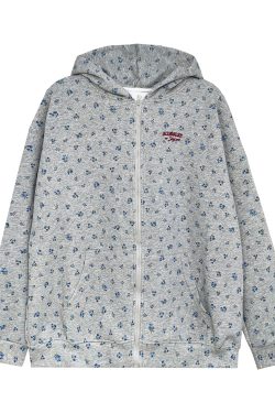 Floral Embroidered Hoodie Cardigan for Men and Women - Casual American Style Top for Spring & Autumn Fashion