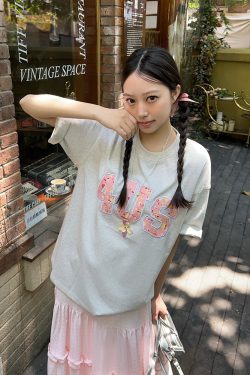 Floral Embroidered Patchwork Loose T-Shirt for Couples - Spring Summer National Trend Short Sleeve Tee