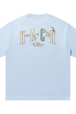 Floral Embroidery Patch Couple Loose Short Sleeve T-Shirt - 2025 Summer Style, Y2K Inspired Fashion for Trendy Looks