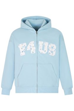 Floral Embroidery Zipper Hoodie Jacket for Couples - Loose Fit Autumn and Winter National Trend Outerwear