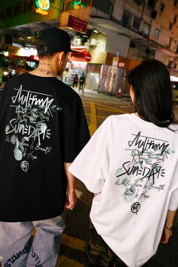 Floral Graphic Short Sleeve T-Shirt, Unisex, 280g Heavyweight, 2025 New Arrival, Y2K Style, Trendy Streetwear Fashion