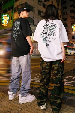 Floral Graphic Short Sleeve T-Shirt, Unisex, 280g Heavyweight, 2025 New Arrival, Y2K Style, Trendy Streetwear Fashion