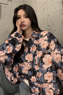 Floral Long Sleeve Beach Shirt for Women - Vintage Hawaiian Style Loose Top for Spring 2025 - Trendy Casual Wear