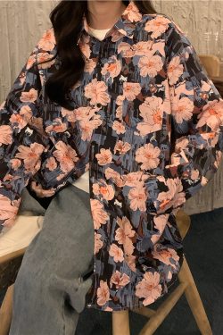 Floral Long Sleeve Beach Shirt for Women - Vintage Hawaiian Style Loose Top for Spring 2025 - Trendy Casual Wear