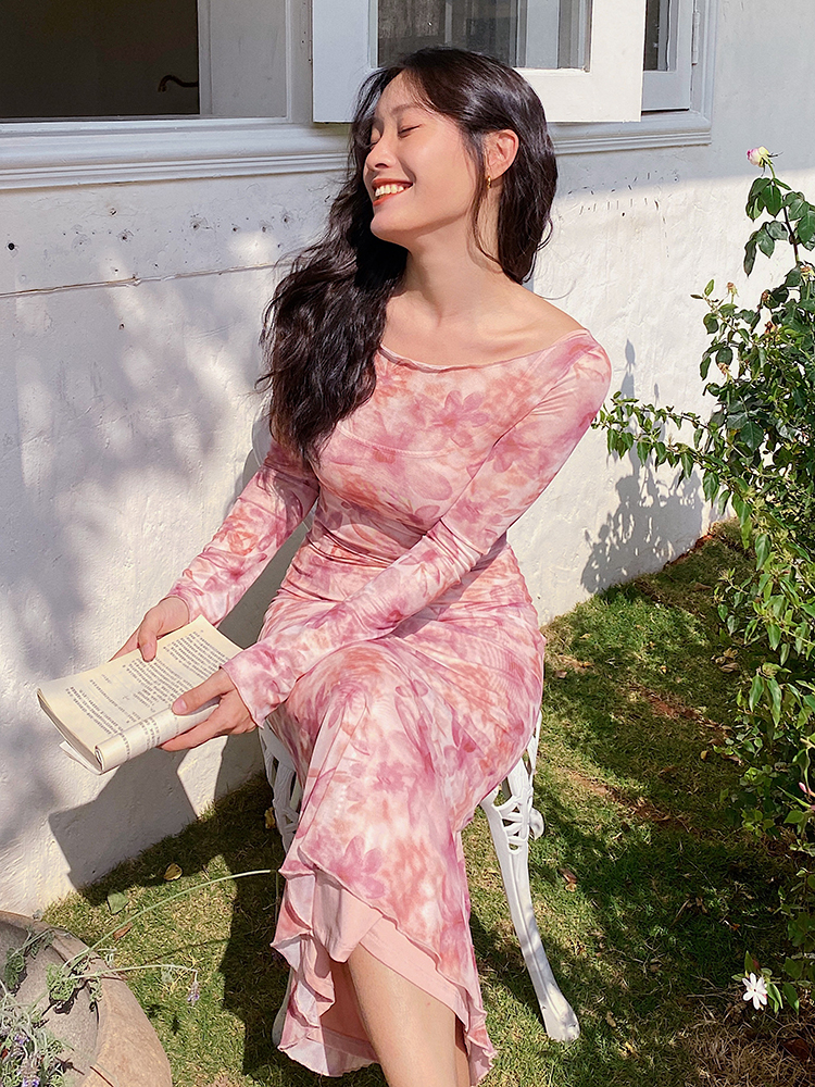 Floral Mesh Two-Piece Long Sleeve Bodycon Dress - Sexy Slim Fit with Long Skirt - Y2K Inspired Fashion Floral Mesh Two-Piece Long Sleeve Bodycon Dress - Sexy Slim Fit with Long Skirt - Y2K Inspired Fashion