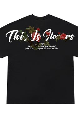 Floral Oversized Short Sleeve T-Shirt for Men - Trendy Loose Batwing Top for Summer, American High Street Style