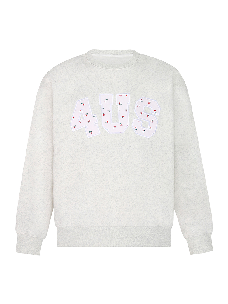 Floral Patch Embroidery Pullover Sweatshirt for Couples - Loose Fit Round Neck, Spring Autumn Style, National Trend Fashion Floral Patch Embroidery Pullover Sweatshirt for Couples - Loose Fit Round Neck, Spring Autumn Style, National Trend Fashion