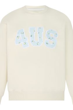 Floral Patch Embroidery Pullover Sweatshirt for Couples - Loose Fit Round Neck, Spring Autumn Style, National Trend Fashion