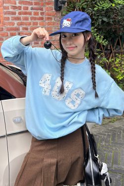 Floral Patch Embroidery Pullover Sweatshirt for Couples - Loose Fit Round Neck, Spring Autumn Style, National Trend Fashion