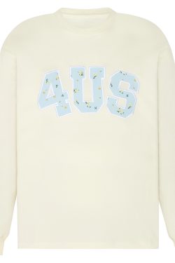 Floral Patchwork Embroidery Long Sleeve T-Shirt for Couples, National Trend, Loose Fit, Spring and Autumn Style