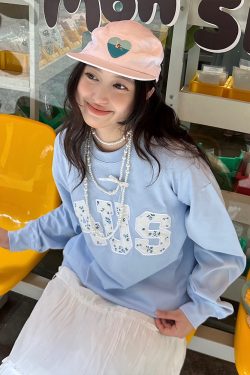 Floral Patchwork Embroidery Long Sleeve T-Shirt for Couples, National Trend, Loose Fit, Spring and Autumn Style