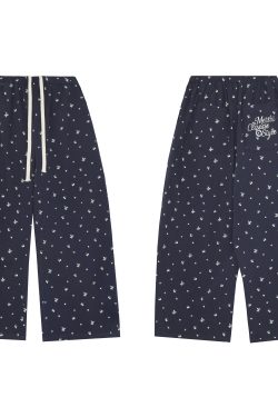 Floral Print High-Waisted Wide-Leg Pants for Men and Women, Casual Loose Straight Embroidered Trousers, Y2K American Style